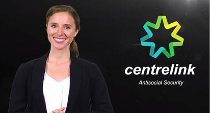 Figure 2: screenshot from Centrelink Fail - Honest Government Advert video (The Juice Media)